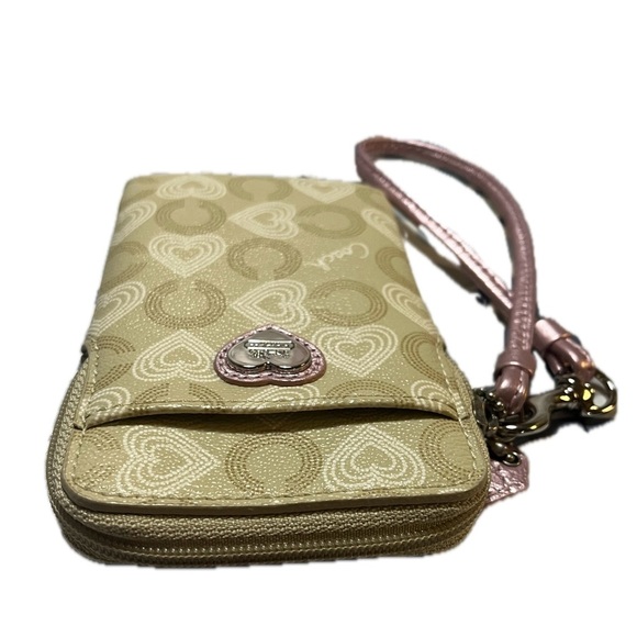 Coach Tan & Pink Metallic Heart Design Phone Case - Picture 5 of 13